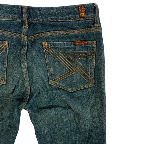 7 For All Mankind High Waisted Blue Boot Cut Jeans - Picture 7 of 8